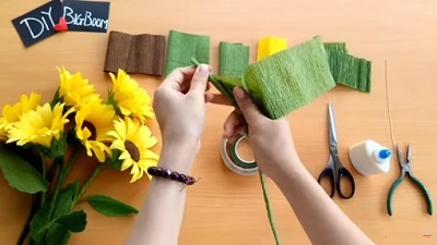 làm bó hoa hướng dương handmade bằng giấy